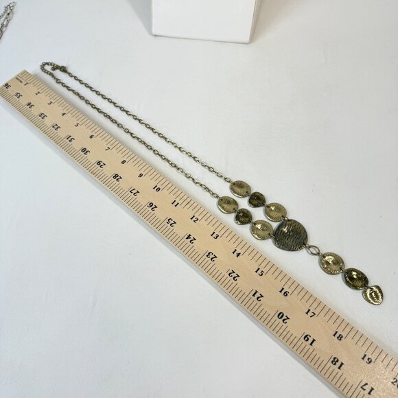 Y-Drop Metal Necklace Gold-Tone Chain Turquoise Blue Adjustable - Picture 7 of 7